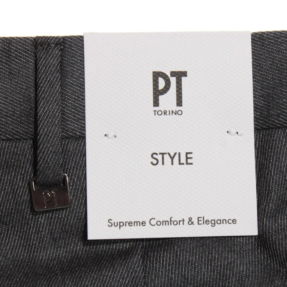 PT Torino NWT Dress Pants Size 54 (US 38) Slim Fit in Dark Gray Wool Blend